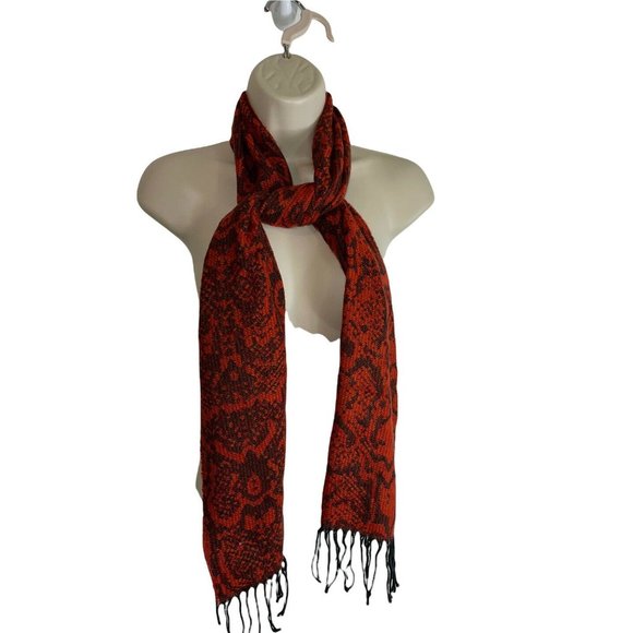 Cejon Italian Acrylic Red Python Print Scarf - Picture 6 of 10